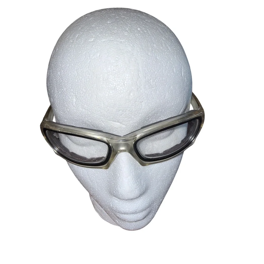 Vintage Harley Davidson Clear Lens Glasses Smoke Black Wrap Biker Moto Y2K